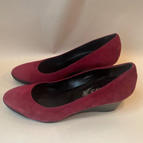 Tod’s Zeppa Gomma Décolleté Pompadour Pink Raspberry Suede Wedges Shoes 7.5 - Picture 9 of 9